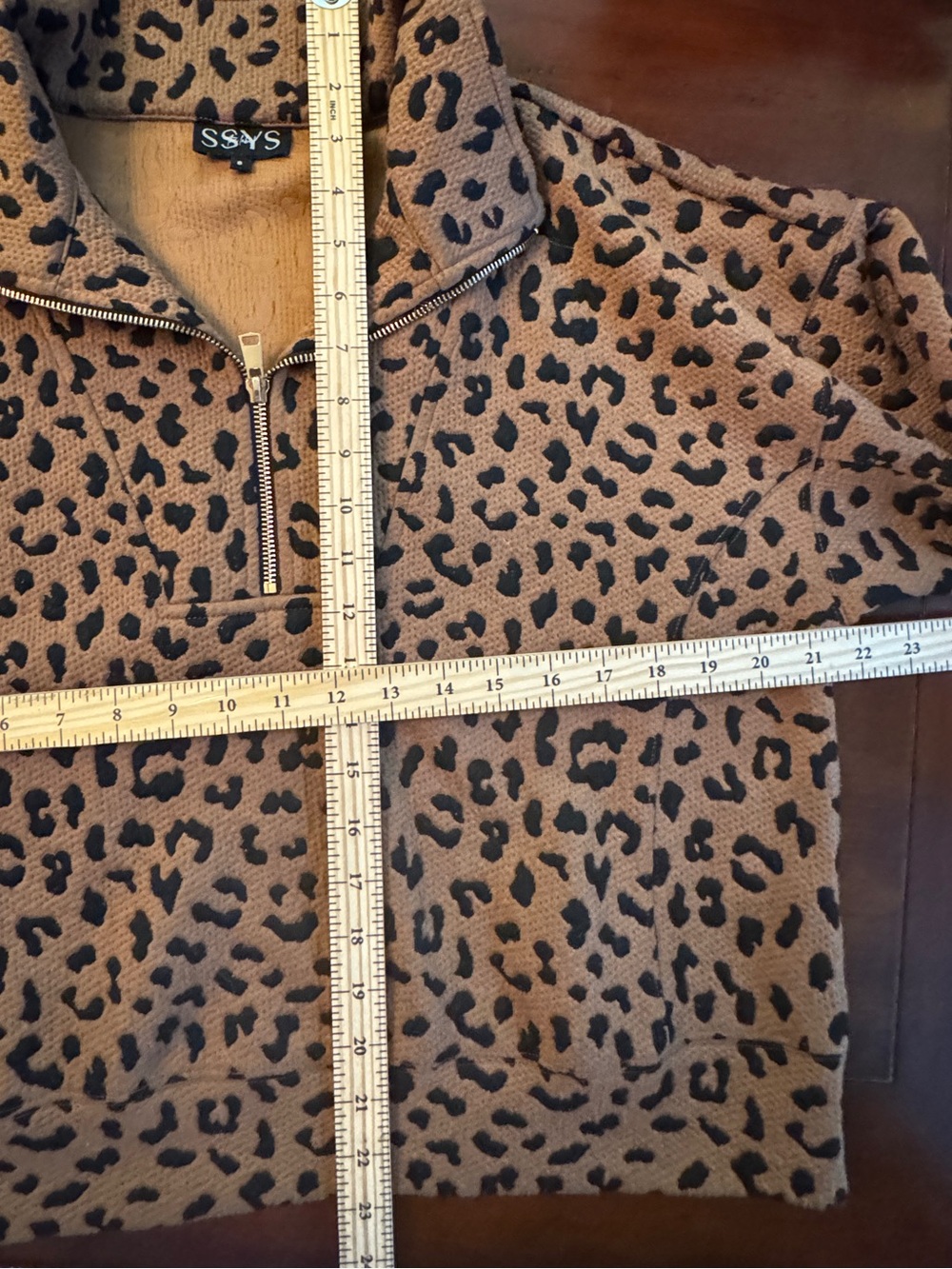 SSYS The Label “Anna” Leopard Print Quarter Zip Pullover - Brown & Black Small - Picture 6 of 8